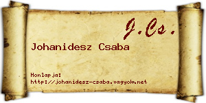 Johanidesz Csaba névjegykártya